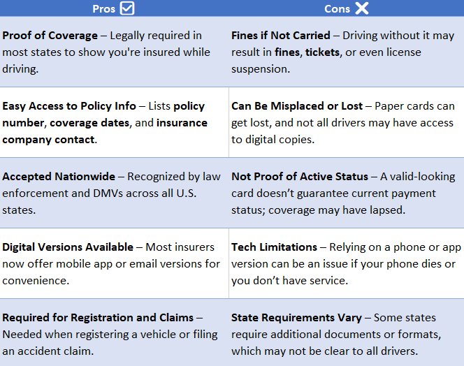 auto insurance card