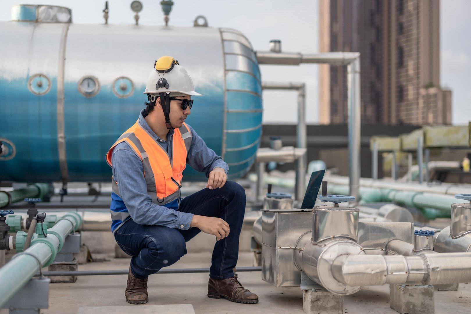 Industrial Engineer Troubleshooting HVAC System