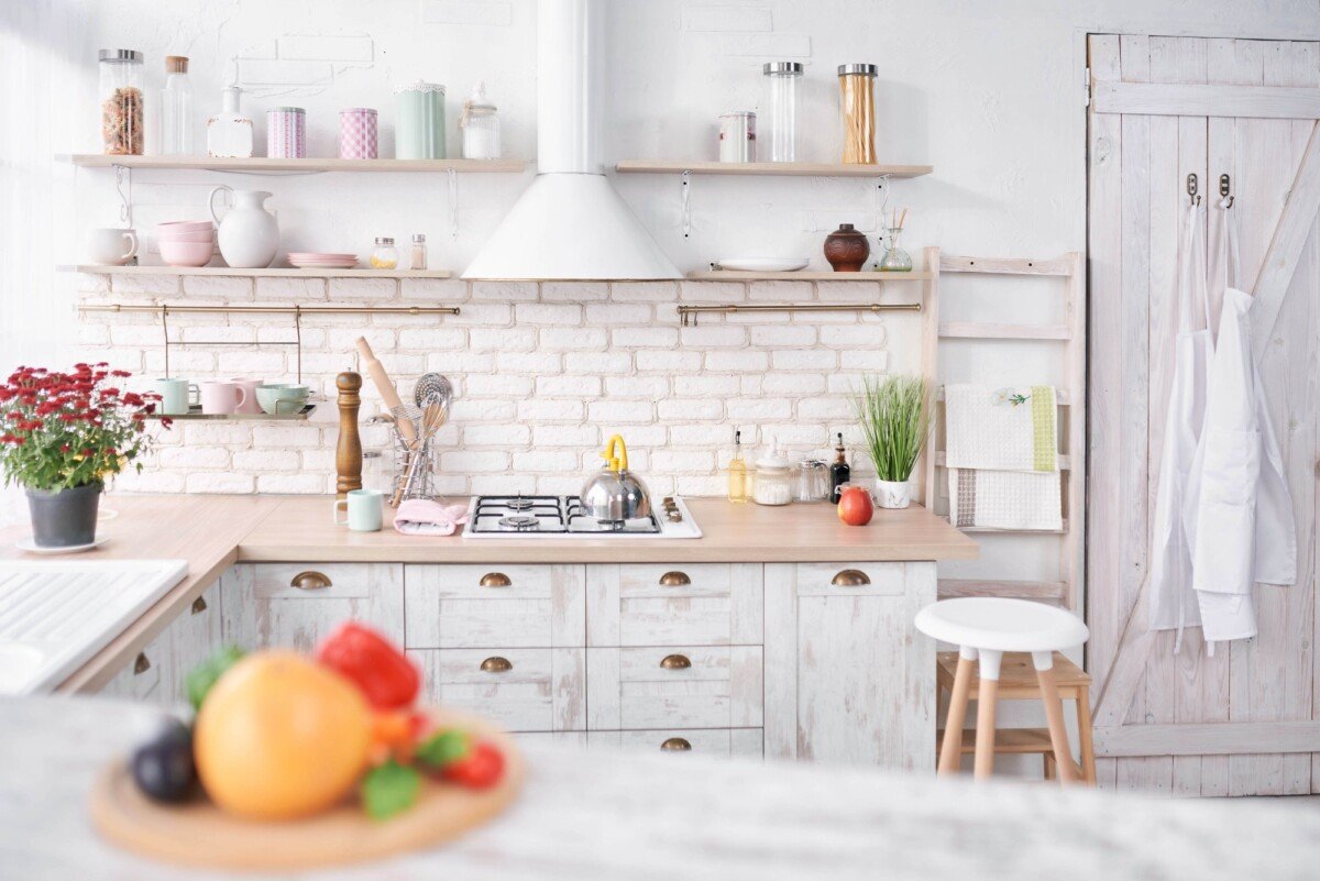 Modern white kitchen clean interior design