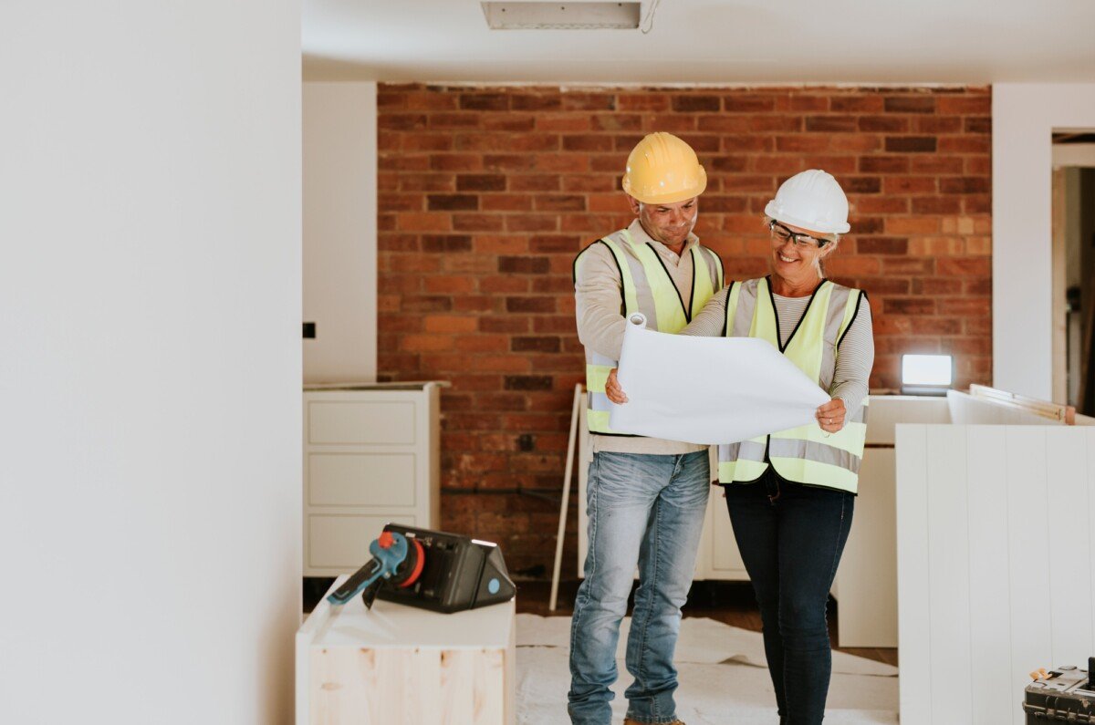 Contractor coworkers at a construction site