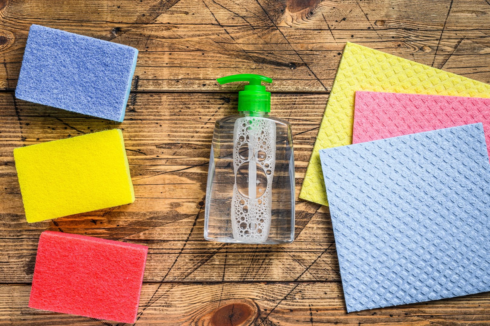 Washing and cleaning stuff, domestic supplies for spring cleaning service.