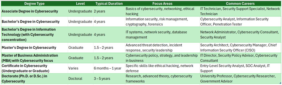 online cyber security degree
