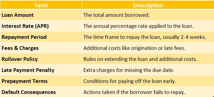 Payday Loan Contract Terms