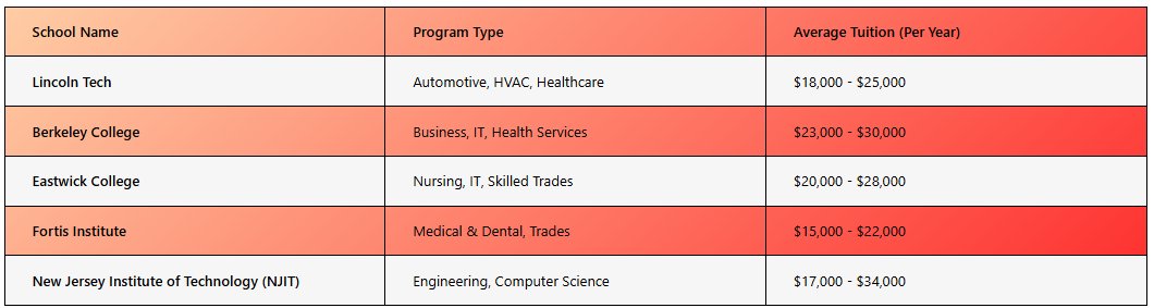 Technical Schools New Jersey