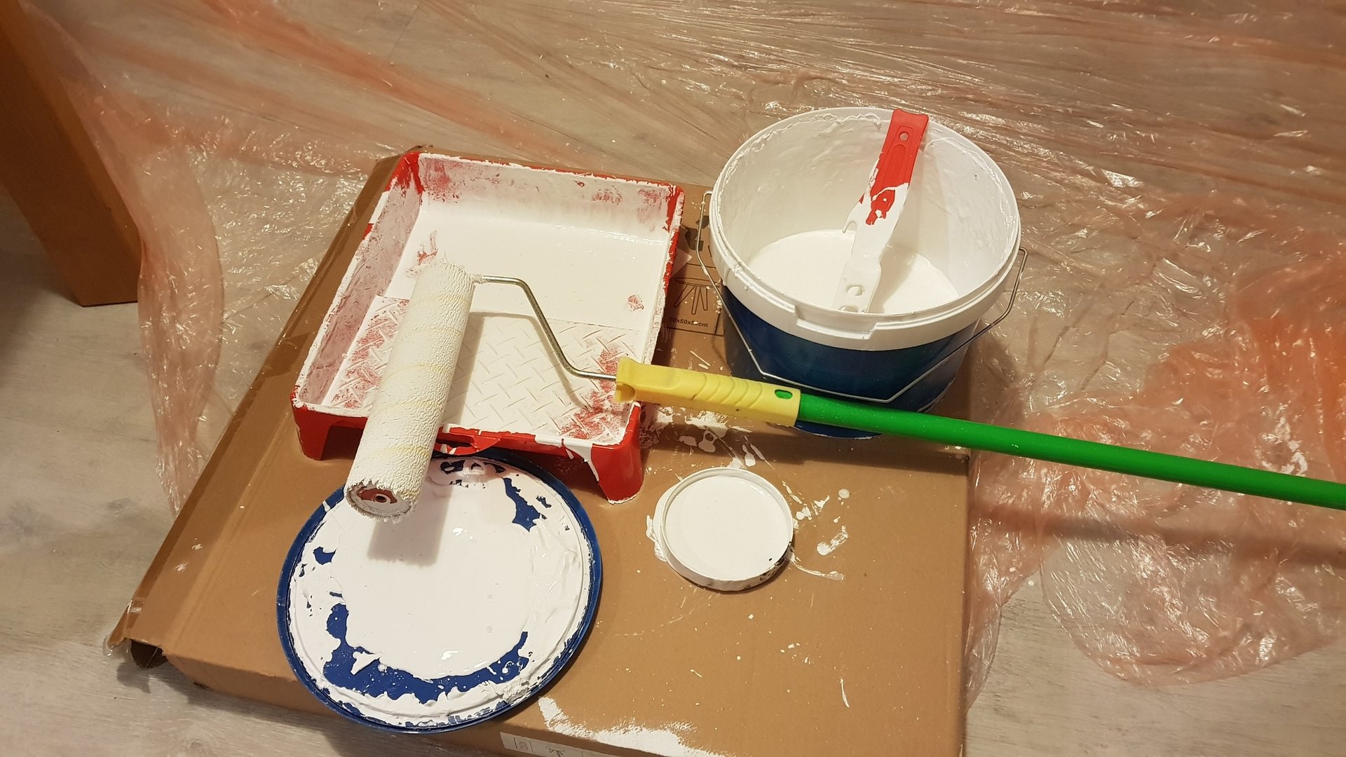 Home improvement, painting walls, wall paint, roller.