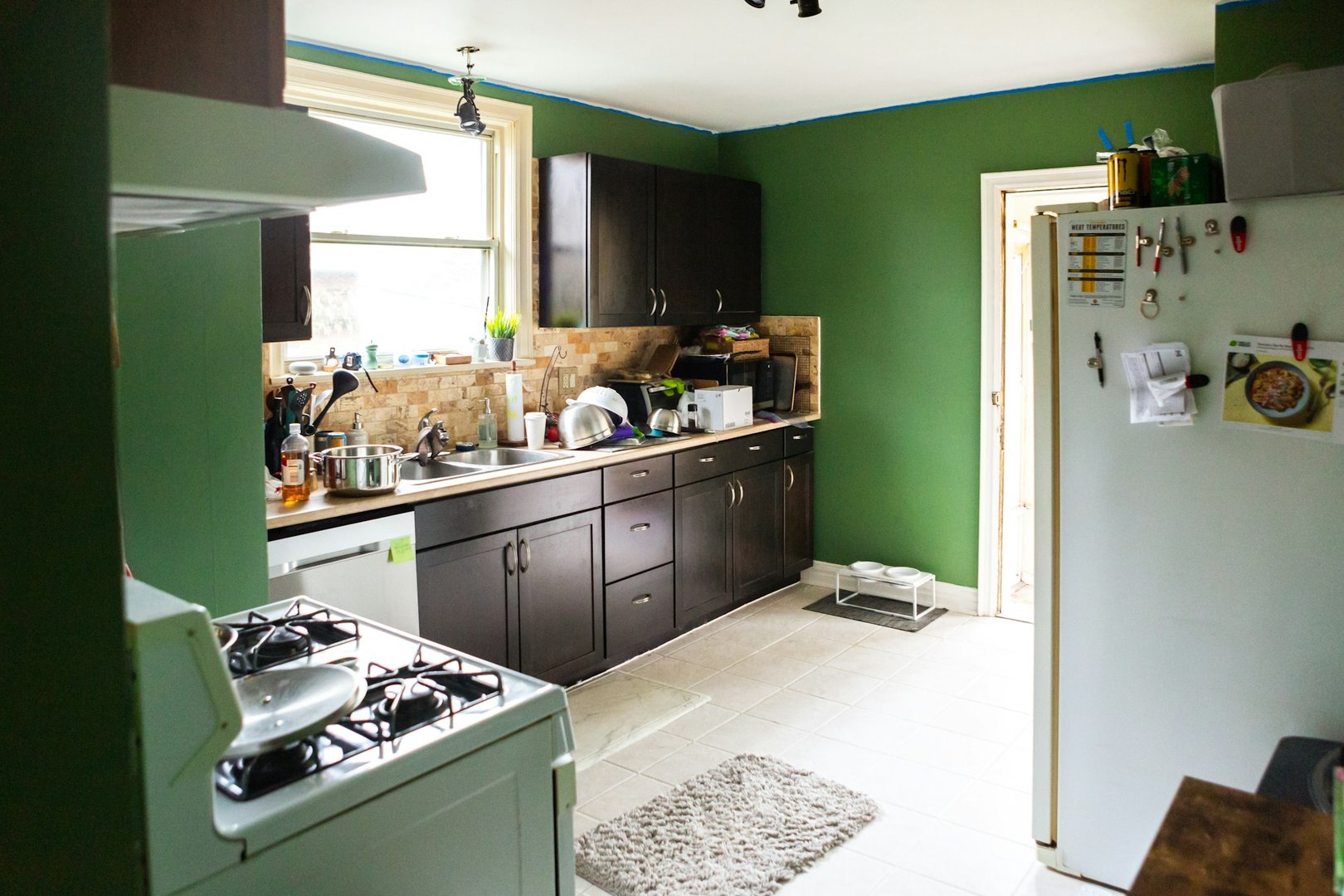 green kitchen cabinet