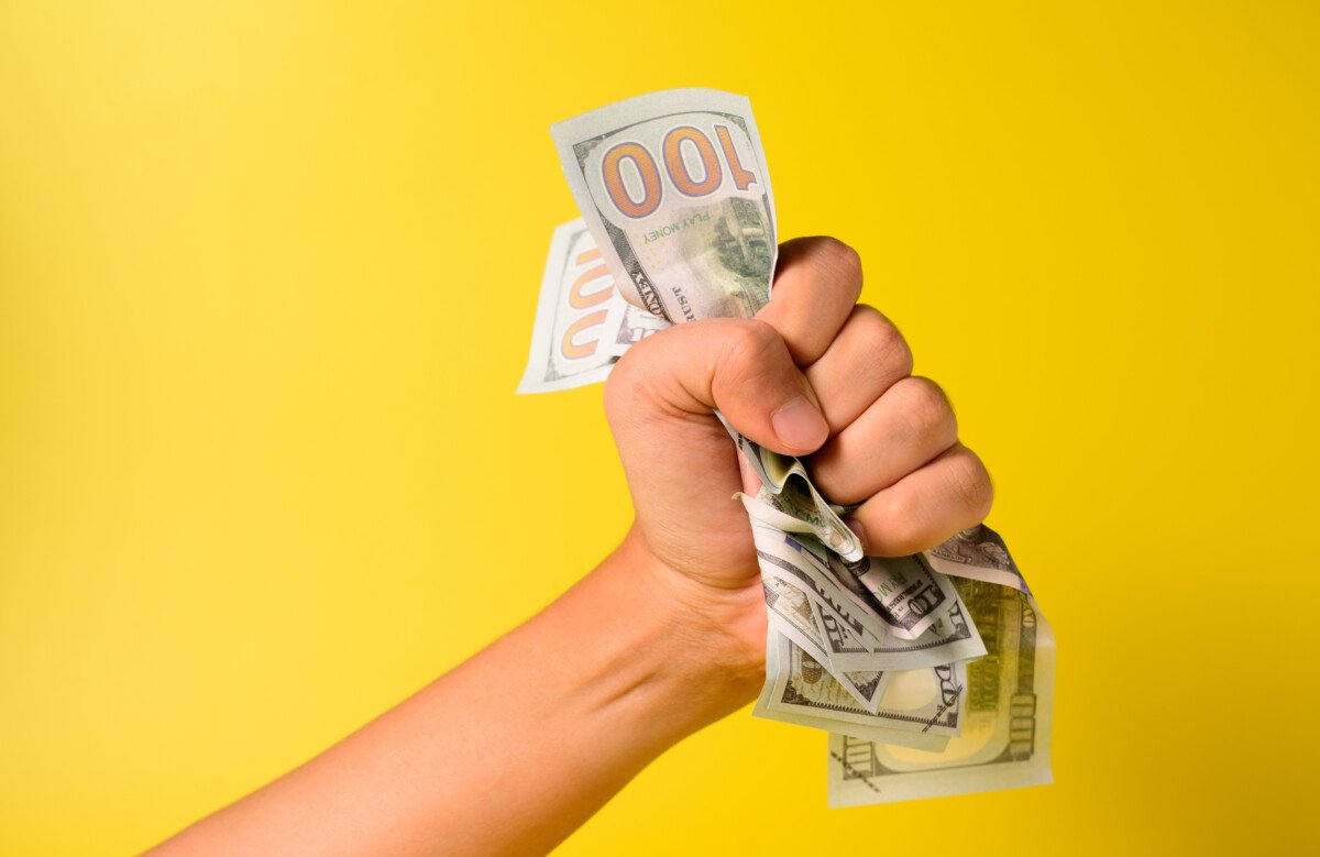 People holding banknotes money, American dollars, Cash money dollars for money saving, Business investment and income,…