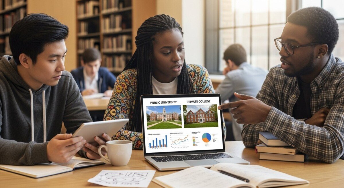 college ROI calculator comparing public vs private schools