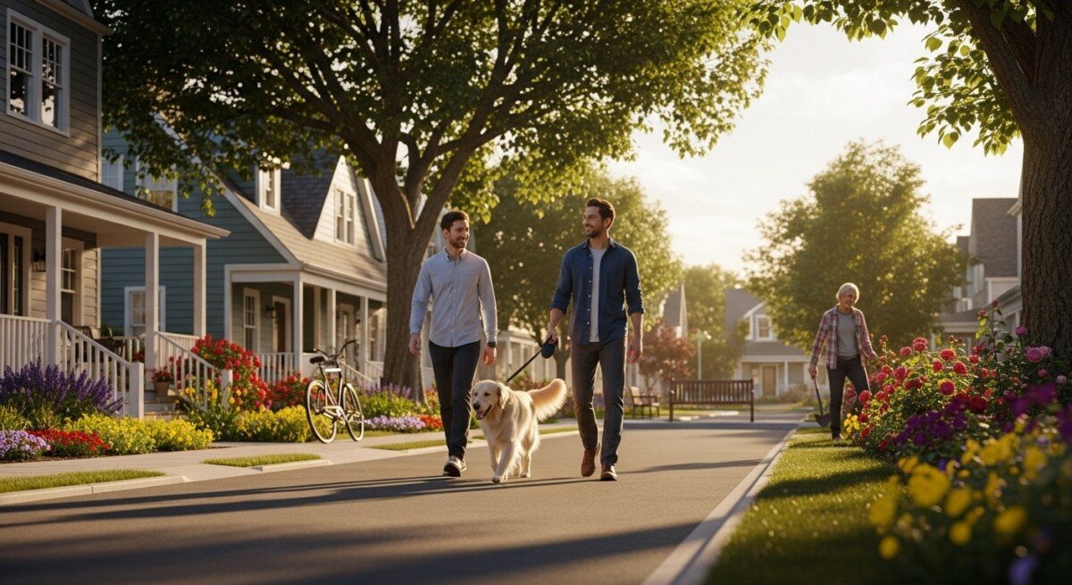 exploring new neighborhood after moving