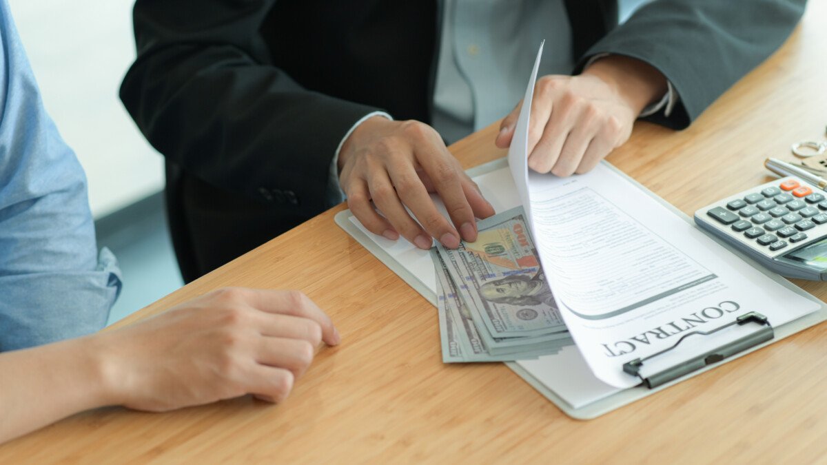 Corruption Concept, Government officials are accepting corruption payments that businessmen deliver.
