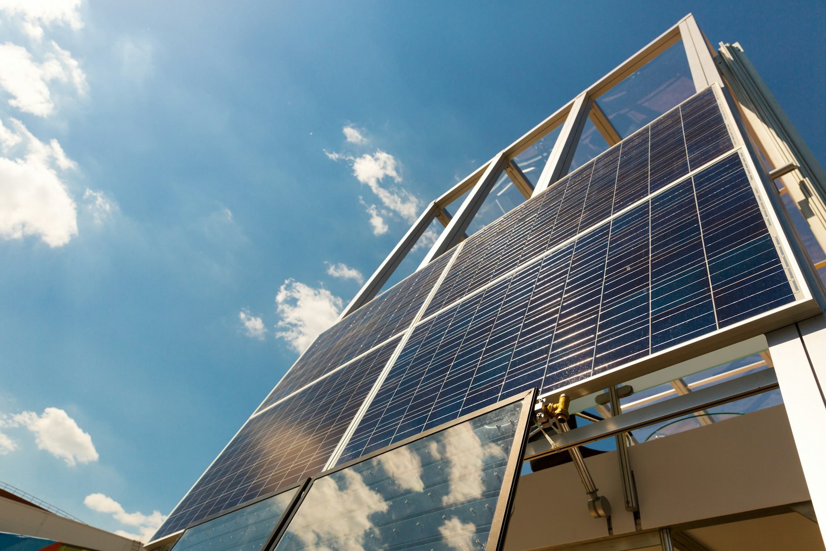 Solar panel with inverter and battery