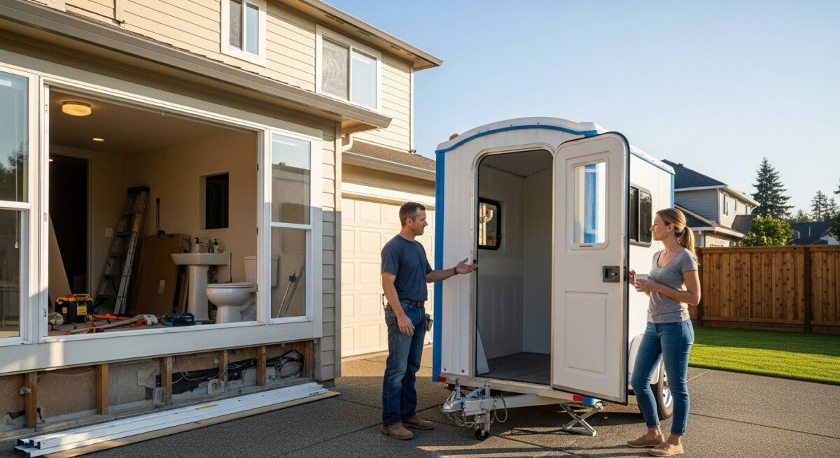 portable bathroom rental system